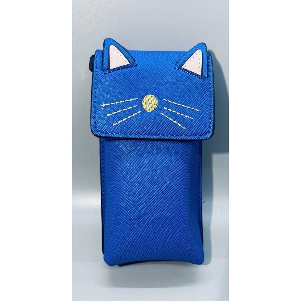 Brentano Navy Blue Cat Face Crossbody Phone Bag Saffiano Faux Leather NIB‎
